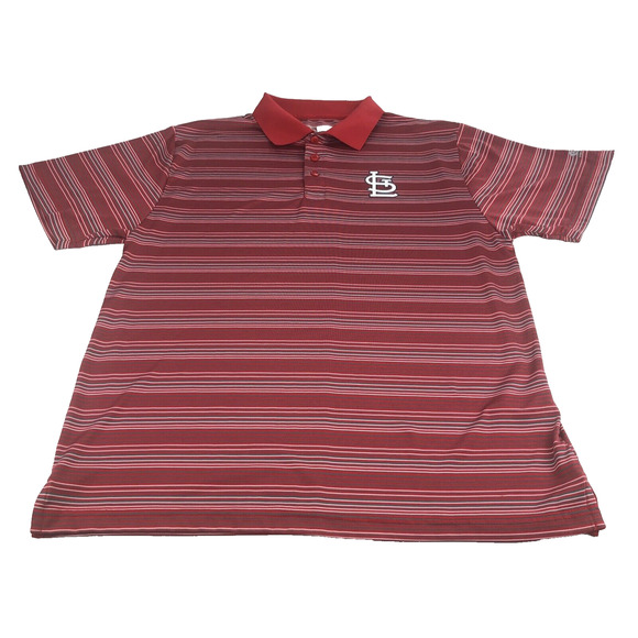 MLB St. Louis Cardinals Men's Polo Shirt Short Sleeve Medium Striped 74243 Red - Picture 1 of 16